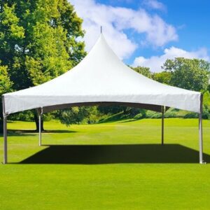 White tent on grassy field