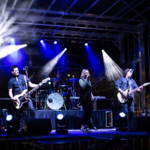 Live band show with vibrant lighting effects