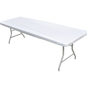 Rectangular folding table with white cover