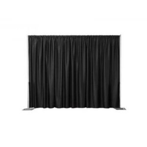 Black curtain backdrop on white background