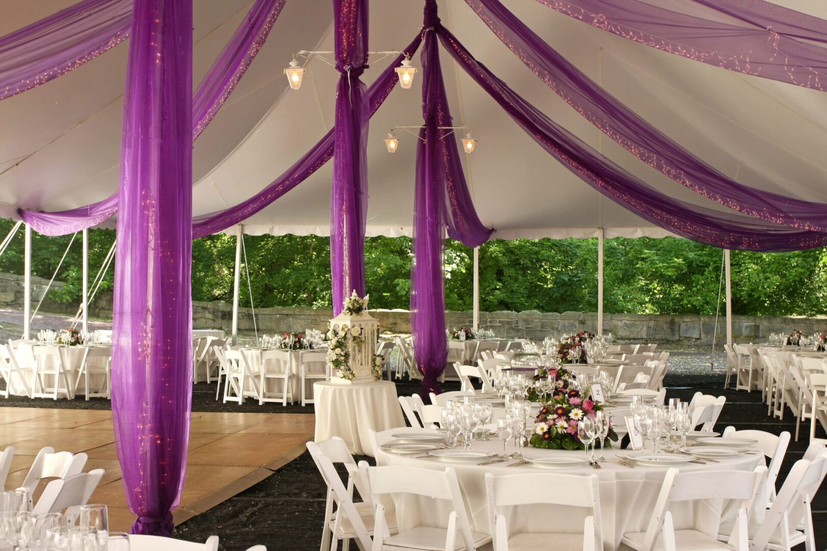 Elegant outdoor reception setup