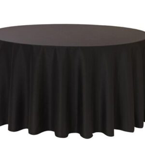 Black-draped round dining table