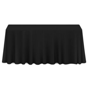 Black tablecloth on rectangular table
