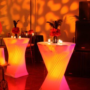 Warm ambient lighting at party venue